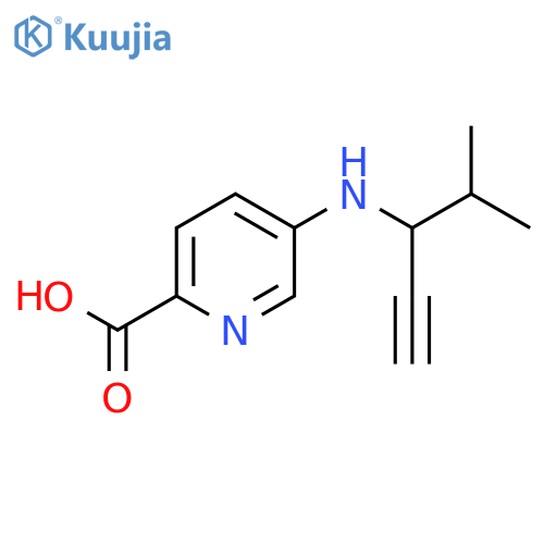 5-(4-methylpent-1-yn-3-yl)aminopyridine-2-carboxylic acid structure