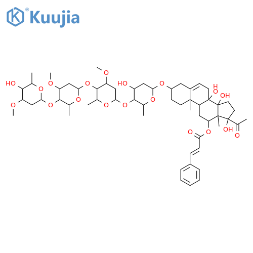 Pregn-5-en-20-one, 3-[(O-2,6-dideoxy-3-O-methyl-α-L-ribo-hexopyranosyl-(1→4)-O-2,6-dideoxy-3-O-methyl-β-D-ribo-hexopyranosyl-(1→4)-O-2,6-dideoxy-3-O-methyl-α-L-lyxo-hexopyranosyl-(1→4)-2,6-dideoxy-β-D-ribo-hexopyranosyl)oxy]-8,14,17-trihydroxy-12-[[(2E)-1-oxo-3-phenyl-2-propenyl]oxy]-, (3β,12β,14β,1... structure