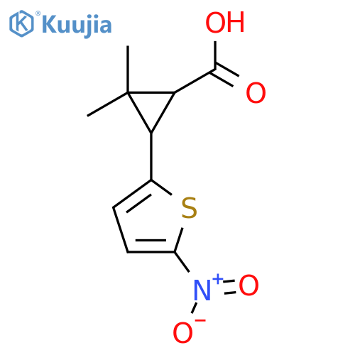 2,2-dimethyl-3-(5-nitrothiophen-2-yl)cyclopropane-1-carboxylic acid structure