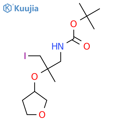 tert-butyl N-3-iodo-2-methyl-2-(oxolan-3-yloxy)propylcarbamate structure