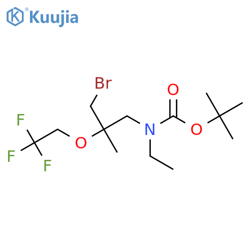 tert-butyl N-3-bromo-2-methyl-2-(2,2,2-trifluoroethoxy)propyl-N-ethylcarbamate structure