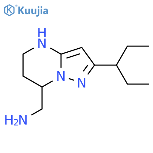 2-(pentan-3-yl)-4H,5H,6H,7H-pyrazolo1,5-apyrimidin-7-ylmethanamine structure