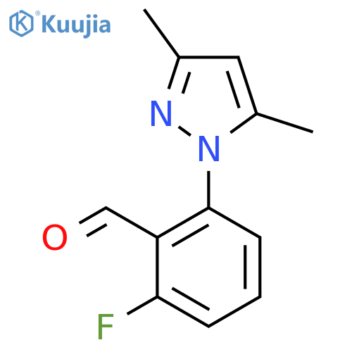 2-(3,5-dimethyl-1H-pyrazol-1-yl)-6-fluorobenzaldehyde structure