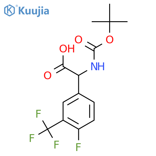 2-{[(Tert-butoxy)carbonyl]amino}-2-[4-fluoro-3-(trifluoromethyl)phenyl]acetic acid structure