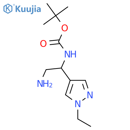 tert-butyl N-2-amino-1-(1-ethyl-1H-pyrazol-4-yl)ethylcarbamate structure