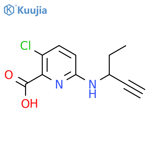 3-chloro-6-(pent-1-yn-3-yl)aminopyridine-2-carboxylic acid structure