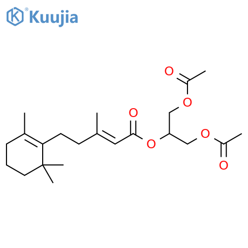 Cyclofarnesa-5,9-dien-11-oic acid; (9E)-form, (1,3-Diacetoxy-2-propyl) ester structure