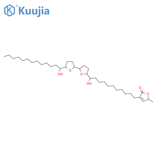 2(5H)-Furanone,3-[11-hydroxy-11-[octahydro-5'-(1-hydroxytridecyl)[2,2'-bifuran]-5-yl]undecyl]-5-methyl-(9CI) structure