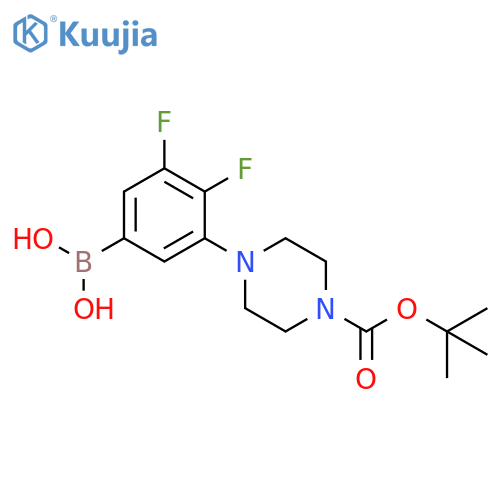 (3-(4-(tert-butoxycarbonyl)piperazin-1-yl)-4,5-difluorophenyl)boronic acid structure