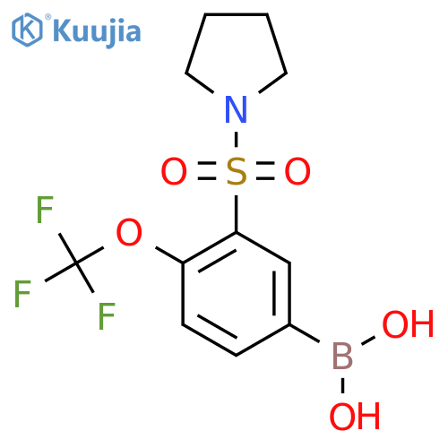 (3-(Pyrrolidin-1-ylsulfonyl)-4-(trifluoromethoxy)phenyl)boronic acid structure