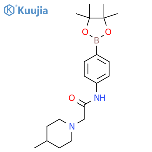 2-(4-Methylpiperidin-1-yl)-N-(4-(4,4,5,5-tetramethyl-1,3,2-dioxaborolan-2-yl)phenyl)acetamide structure