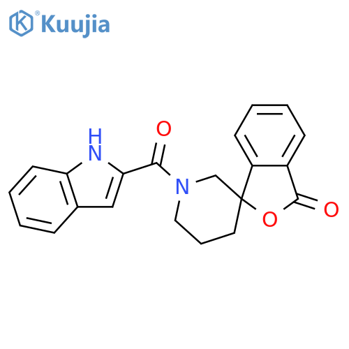 1'-(1H-indole-2-carbonyl)-3H-spiro[2-benzofuran-1,3'-piperidine]-3-one structure