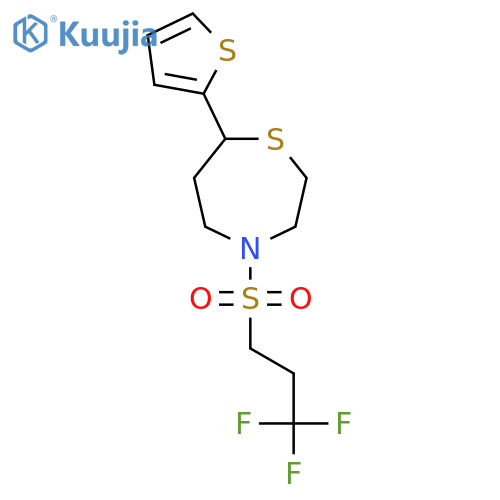 7-(thiophen-2-yl)-4-(3,3,3-trifluoropropanesulfonyl)-1,4-thiazepane structure