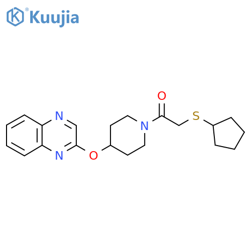 2-(cyclopentylsulfanyl)-1-4-(quinoxalin-2-yloxy)piperidin-1-ylethan-1-one structure