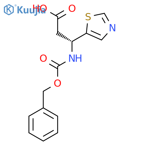 (3R)-3-{(benzyloxy)carbonylamino}-3-(1,3-thiazol-5-yl)propanoic acid structure