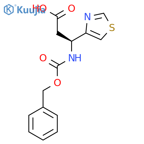 (3S)-3-{(benzyloxy)carbonylamino}-3-(1,3-thiazol-4-yl)propanoic acid structure