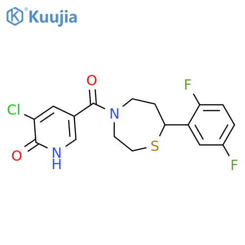 3-chloro-5-[7-(2,5-difluorophenyl)-1,4-thiazepane-4-carbonyl]pyridin-2-ol structure