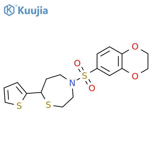 4-(2,3-dihydro-1,4-benzodioxine-6-sulfonyl)-7-(thiophen-2-yl)-1,4-thiazepane structure