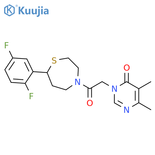 3-{2-[7-(2,5-difluorophenyl)-1,4-thiazepan-4-yl]-2-oxoethyl}-5,6-dimethyl-3,4-dihydropyrimidin-4-one structure