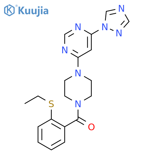 (4-(6-(1H-1,2,4-triazol-1-yl)pyrimidin-4-yl)piperazin-1-yl)(2-(ethylthio)phenyl)methanone structure