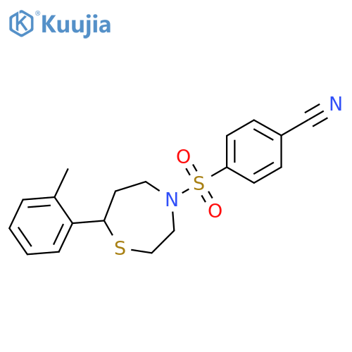 4-{[7-(2-methylphenyl)-1,4-thiazepan-4-yl]sulfonyl}benzonitrile structure