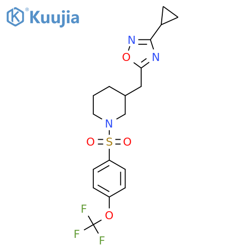 3-[(3-cyclopropyl-1,2,4-oxadiazol-5-yl)methyl]-1-[4-(trifluoromethoxy)benzenesulfonyl]piperidine structure