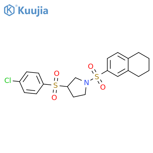 3-(4-chlorobenzenesulfonyl)-1-(5,6,7,8-tetrahydronaphthalene-2-sulfonyl)pyrrolidine structure