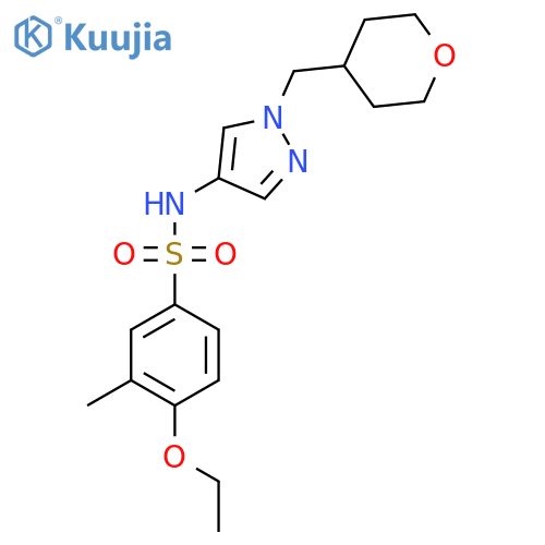 4-ethoxy-3-methyl-N-(1-((tetrahydro-2H-pyran-4-yl)methyl)-1H-pyrazol-4-yl)benzenesulfonamide structure