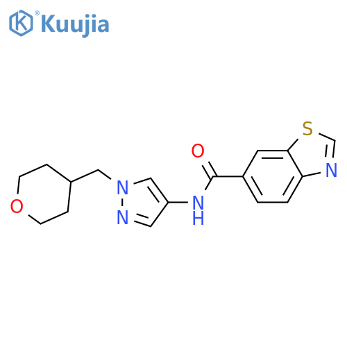 N-[1-[(Tetrahydro-2H-pyran-4-yl)methyl]-1H-pyrazol-4-yl]-6-benzothiazolecarboxamide structure