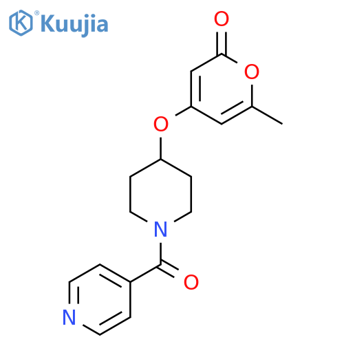 4-((1-isonicotinoylpiperidin-4-yl)oxy)-6-methyl-2H-pyran-2-one structure