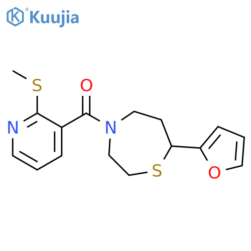 7-(furan-2-yl)-4-[2-(methylsulfanyl)pyridine-3-carbonyl]-1,4-thiazepane structure