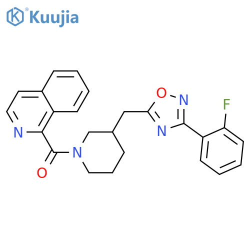 1-(3-{[3-(2-fluorophenyl)-1,2,4-oxadiazol-5-yl]methyl}piperidine-1-carbonyl)isoquinoline structure