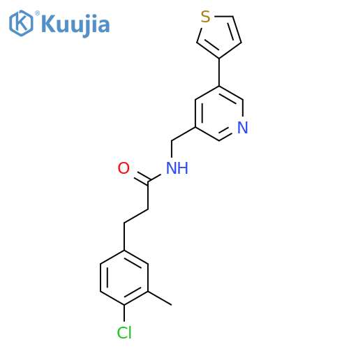 3-(4-chloro-3-methylphenyl)-N-((5-(thiophen-3-yl)pyridin-3-yl)methyl)propanamide structure