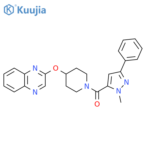 2-{1-(1-methyl-3-phenyl-1H-pyrazole-5-carbonyl)piperidin-4-yloxy}quinoxaline structure
