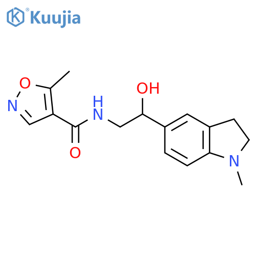N-2-hydroxy-2-(1-methyl-2,3-dihydro-1H-indol-5-yl)ethyl-5-methyl-1,2-oxazole-4-carboxamide structure