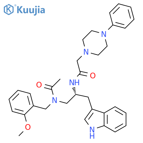 1-Piperazineacetamide,N-[(1R)-2-[acetyl[(2-methoxyphenyl)methyl]amino]-1-(1H-indol-3-ylmethyl)ethyl]-4-phenyl- structure