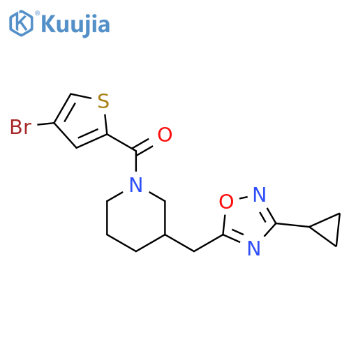 1-(4-bromothiophene-2-carbonyl)-3-[(3-cyclopropyl-1,2,4-oxadiazol-5-yl)methyl]piperidine structure