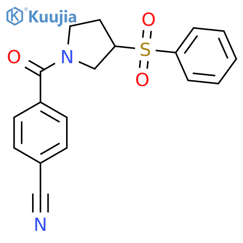 4-3-(benzenesulfonyl)pyrrolidine-1-carbonylbenzonitrile structure