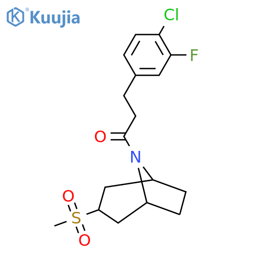 3-(4-chloro-3-fluorophenyl)-1-{3-methanesulfonyl-8-azabicyclo3.2.1octan-8-yl}propan-1-one structure