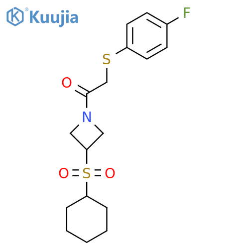 1-3-(cyclohexanesulfonyl)azetidin-1-yl-2-(4-fluorophenyl)sulfanylethan-1-one structure