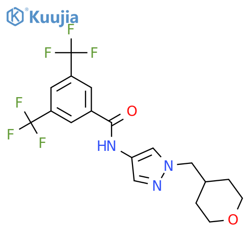 N-{1-[(oxan-4-yl)methyl]-1H-pyrazol-4-yl}-3,5-bis(trifluoromethyl)benzamide structure