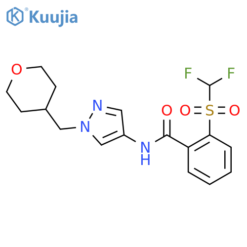 2-((difluoromethyl)sulfonyl)-N-(1-((tetrahydro-2H-pyran-4-yl)methyl)-1H-pyrazol-4-yl)benzamide structure