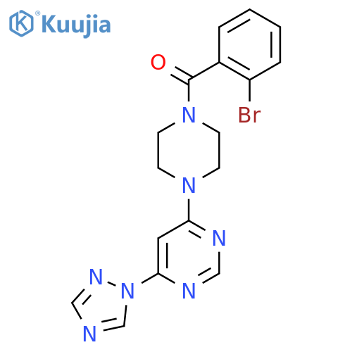 (4-(6-(1H-1,2,4-triazol-1-yl)pyrimidin-4-yl)piperazin-1-yl)(2-bromophenyl)methanone structure