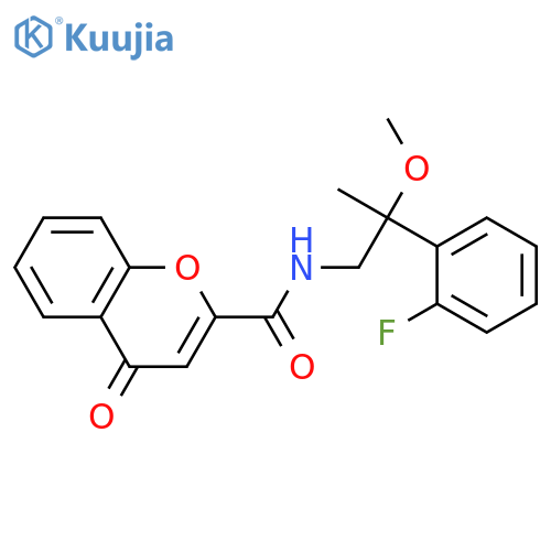 N-[2-(2-fluorophenyl)-2-methoxypropyl]-4-oxochromene-2-carboxamide structure