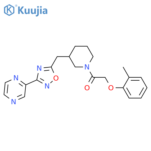 2-(2-methylphenoxy)-1-(3-{[3-(pyrazin-2-yl)-1,2,4-oxadiazol-5-yl]methyl}piperidin-1-yl)ethan-1-one structure