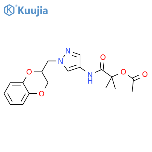 2-(Acetyloxy)-N-[1-[(2,3-dihydro-1,4-benzodioxin-2-yl)methyl]-1H-pyrazol-4-yl]-2-methylpropanamide structure