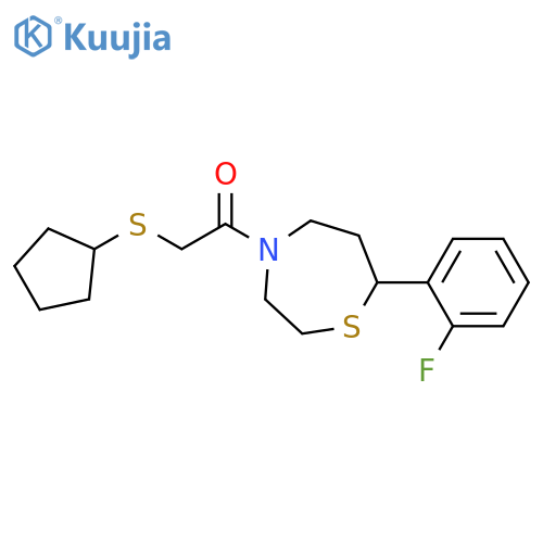 2-(cyclopentylsulfanyl)-1-[7-(2-fluorophenyl)-1,4-thiazepan-4-yl]ethan-1-one structure