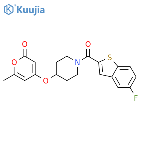 4-[1-(5-fluoro-1-benzothiophene-2-carbonyl)piperidin-4-yl]oxy-6-methylpyran-2-one structure
