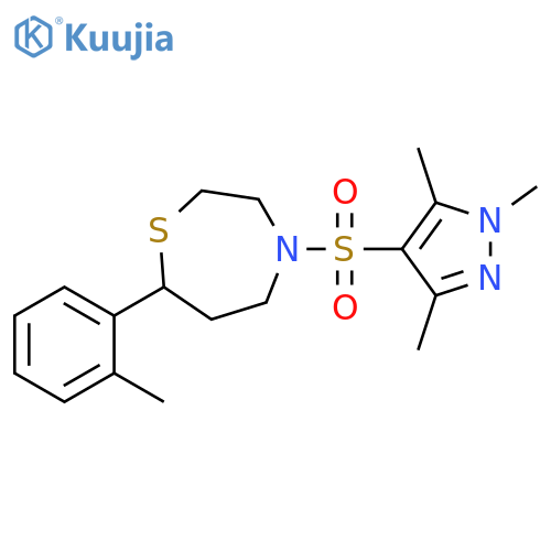 7-(2-methylphenyl)-4-[(1,3,5-trimethyl-1H-pyrazol-4-yl)sulfonyl]-1,4-thiazepane structure