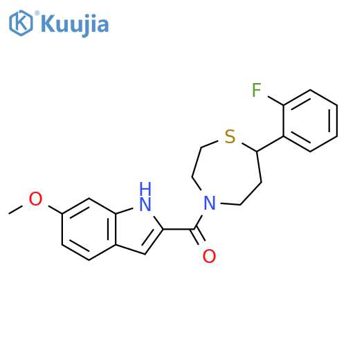 2-[7-(2-fluorophenyl)-1,4-thiazepane-4-carbonyl]-6-methoxy-1H-indole structure